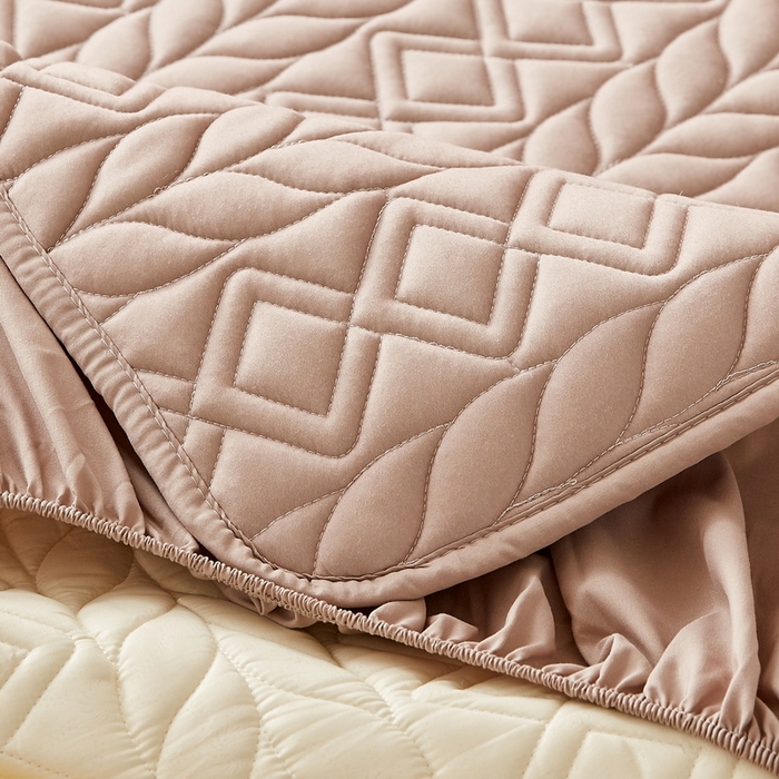 91家纺网 家纺一手货源 找家纺 卡派 2024新款水洗棉羊毛床笠（富贵竹）单人床 富贵竹-卡其