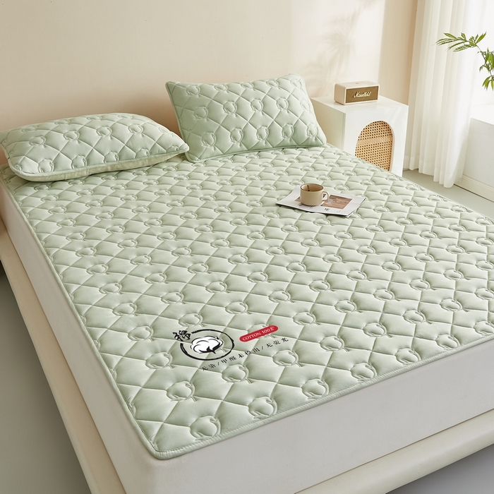 91家纺网 家纺一手货源 找家纺 卡派 2024新款水洗棉100%新疆棉花床褥大床 棉花-果绿