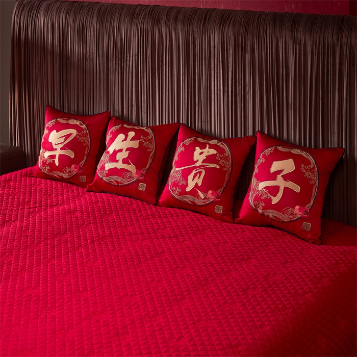 91家纺网 家纺一手货源 找家纺 宏羽纺家纺 2024新款高支高密纯棉提花婚庆套件系列（控价680）百年龙凤