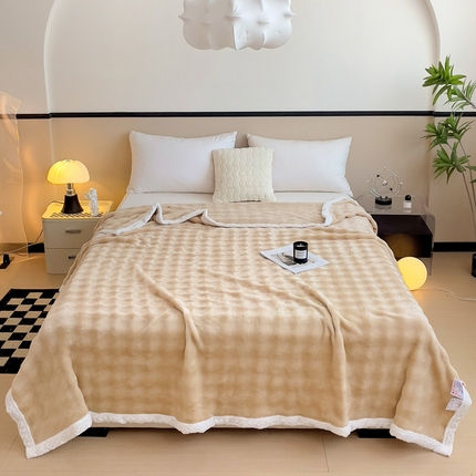 91家纺网 家纺一手货源 找家纺 佳居缘 2024新款亲肤舒适纯色兔毛绒毯毛毯毯子 卡其色