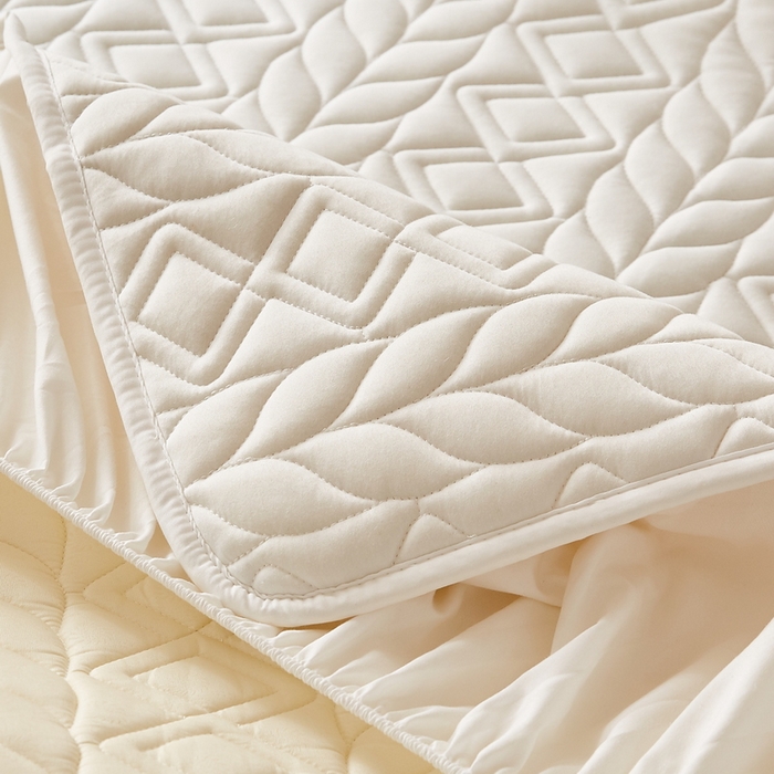 91家纺网 家纺一手货源 找家纺 卡派 2024新款水洗棉羊毛床笠（富贵竹）单人床 富贵竹-白