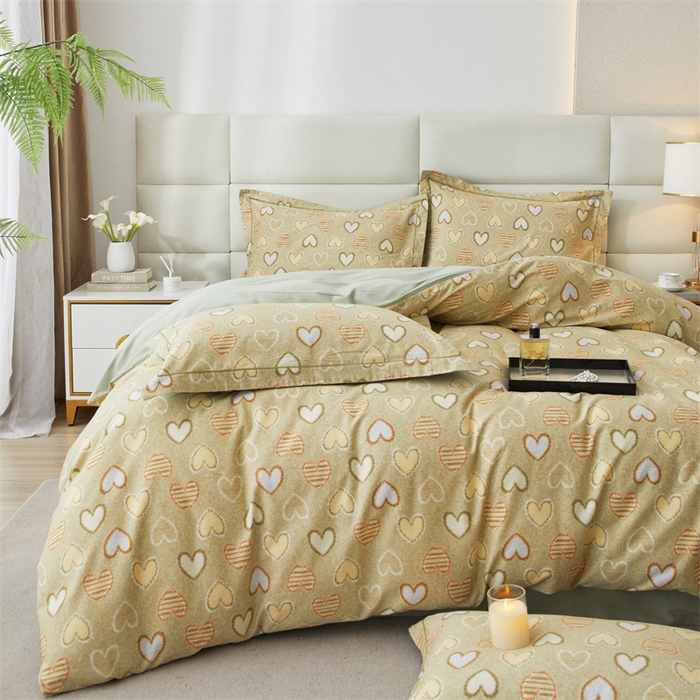 91家纺网 家纺一手货源 找家纺 曼秀琳 2024新款全棉超柔生态磨毛四件套（32*21支） 怦然心动-绿