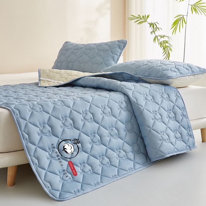 91家纺网 家纺一手货源 找家纺 卡派 2024新款水洗棉100%新疆棉花床褥大床 棉花-蓝灰