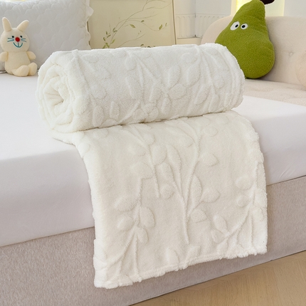 91家纺网 家纺一手货源 找家纺 （总）枋梢家纺 2024新款跨境电商发财树塔芙绒纯色发财树提花多功能盖毯午睡毯子办公毛毯 