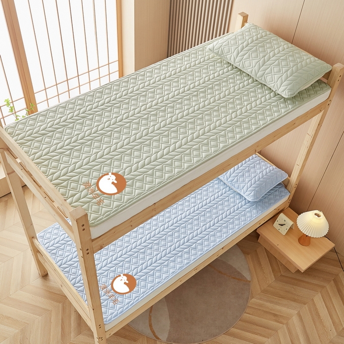 91家纺网 家纺一手货源 找家纺 卡派 2024新款水洗棉羊毛床褥（富贵竹）单人床 富贵竹-果绿