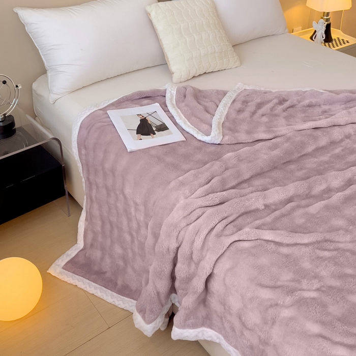 91家纺网 家纺一手货源 找家纺 佳居缘 2024新款亲肤舒适纯色兔毛绒毯毛毯毯子 熏依紫