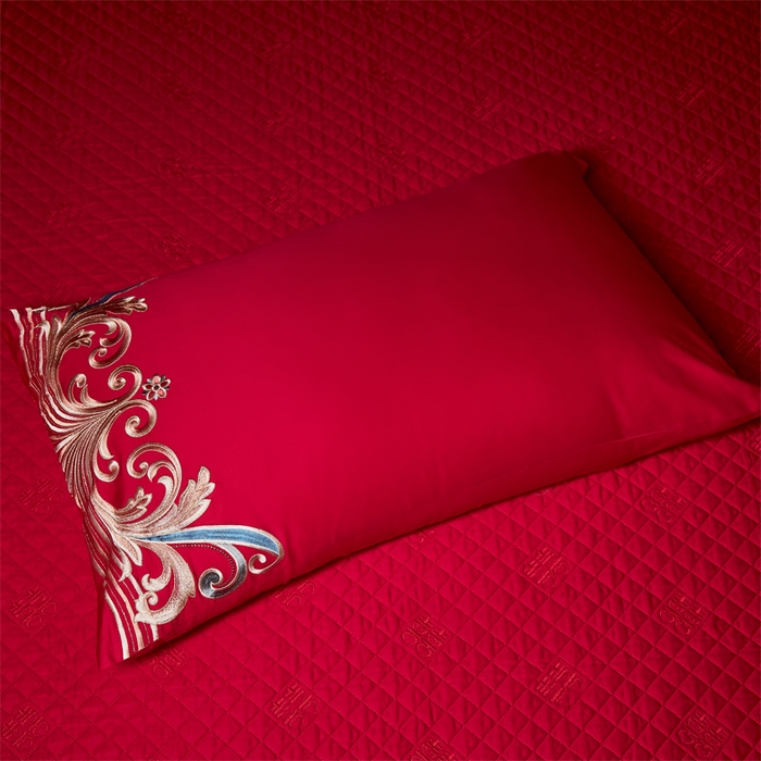 91家纺网 家纺一手货源 找家纺 宏羽纺家纺 2024新款高支高密纯棉提花婚庆套件系列（控价680）升龙祥凤