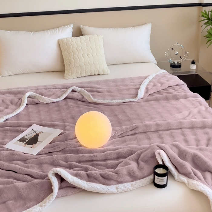 91家纺网 家纺一手货源 找家纺 佳居缘 2024新款亲肤舒适纯色兔毛绒毯毛毯毯子 熏依紫