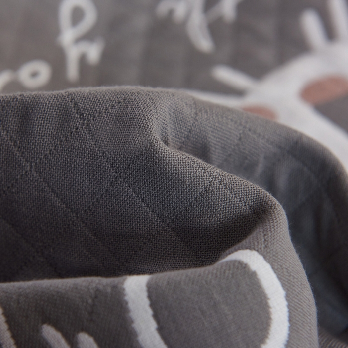 91家纺网 家纺一手货源 找家纺 2024新款全棉加厚三层纱布枕巾52*78cm一对 快乐小鹿灰