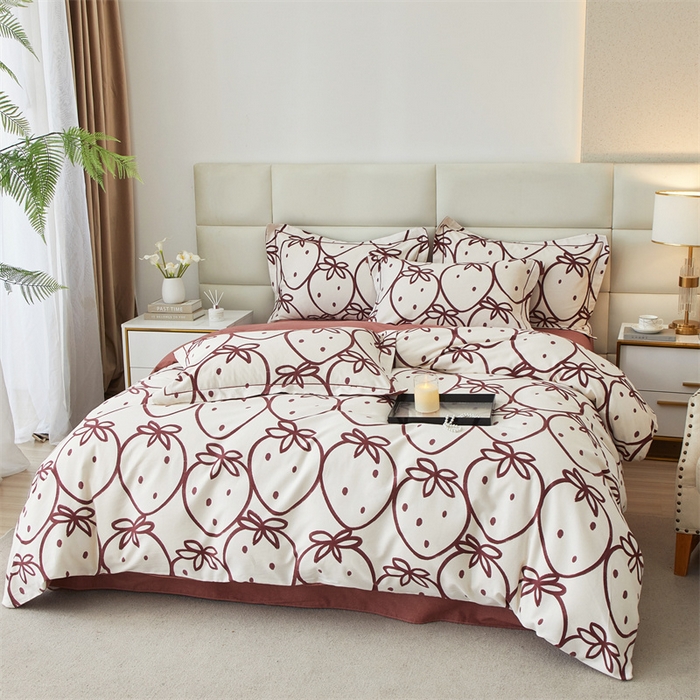 91家纺网 家纺一手货源 找家纺 曼秀琳 2024新款全棉超柔生态磨毛四件套（32*21支） 莓有烦恼-红