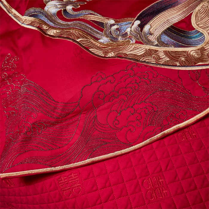 91家纺网 家纺一手货源 找家纺 宏羽纺家纺 2024新款高支高密纯棉提花婚庆套件系列（控价680）升龙祥凤