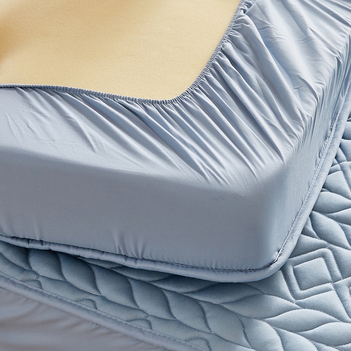 91家纺网 家纺一手货源 找家纺 卡派 2024新款水洗棉羊毛床笠（富贵竹）单人床 富贵竹-蓝灰