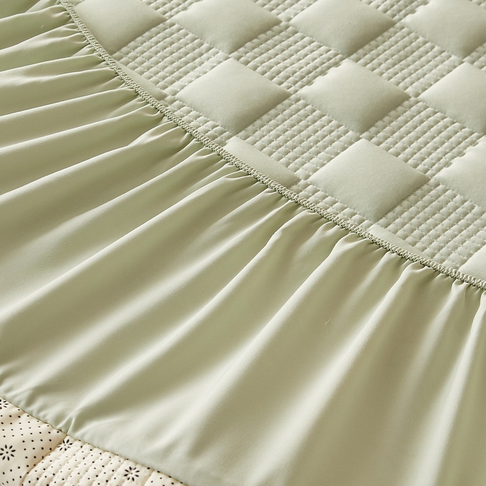 91家纺网 家纺一手货源 找家纺 卡派 2024新款布拉格水洗棉夹棉加厚床笠大床 布拉格-果绿