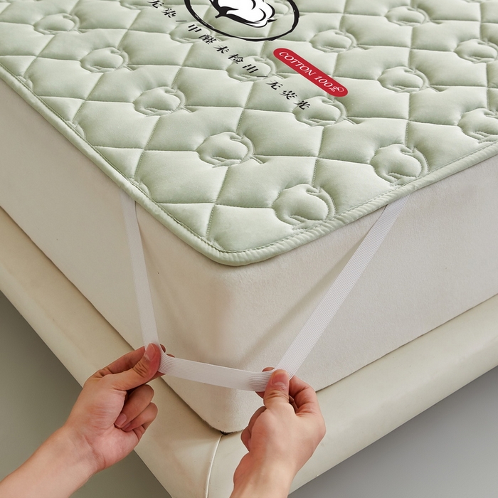 91家纺网 家纺一手货源 找家纺 卡派 2024新款水洗棉100%新疆棉花床褥大床 棉花-果绿