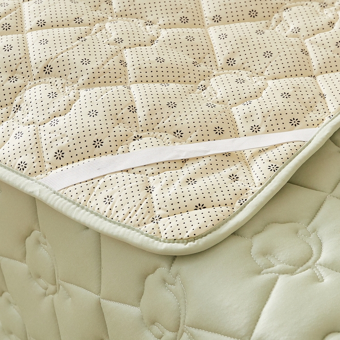 91家纺网 家纺一手货源 找家纺 卡派 2024新款水洗棉100%新疆棉花床褥款单人床 棉花-果绿