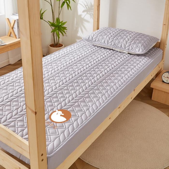 91家纺网 家纺一手货源 找家纺 卡派 2024新款水洗棉羊毛床笠（富贵竹）单人床 富贵竹-灰