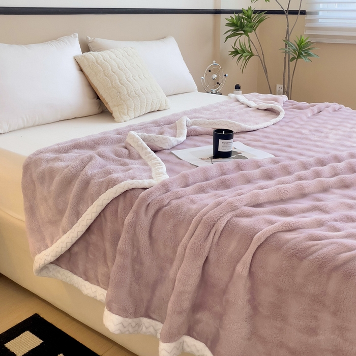 91家纺网 家纺一手货源 找家纺 佳居缘 2024新款亲肤舒适纯色兔毛绒毯毛毯毯子 熏依紫