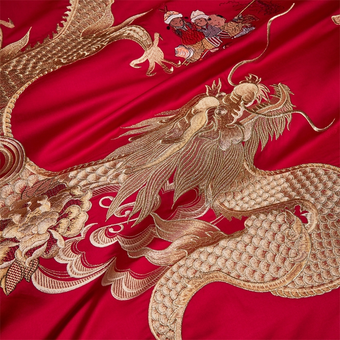 91家纺网 家纺一手货源 找家纺 宏羽纺家纺 2024新款高支高密纯棉提花婚庆套件系列（控价680）盛世祥瑞