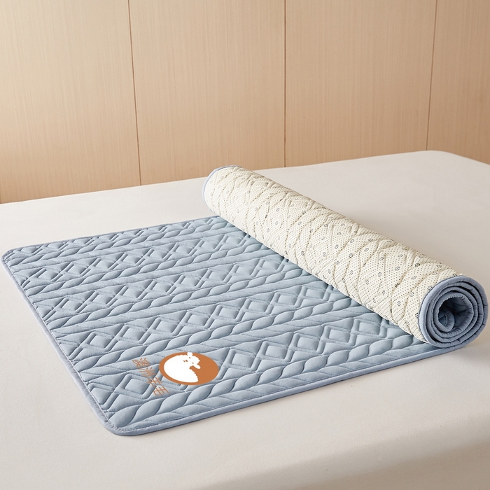 91家纺网 家纺一手货源 找家纺 卡派 2024新款水洗棉羊毛床褥（富贵竹）单人床 富贵竹-蓝灰