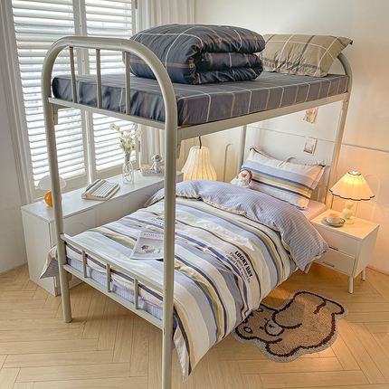 91家纺网 家纺一手货源 找家纺 2025新款全棉印花12868学生宿舍床三件套被芯床垫枕芯上下铺六件套 布洛尼