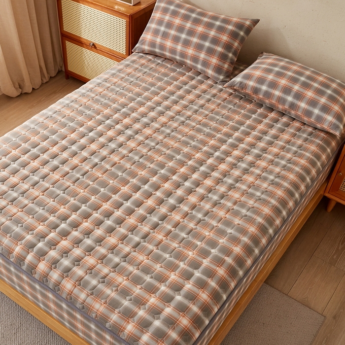 91家纺网 家纺一手货源 找家纺 卡派 2024新款色织全棉夹棉床笠 诺卡