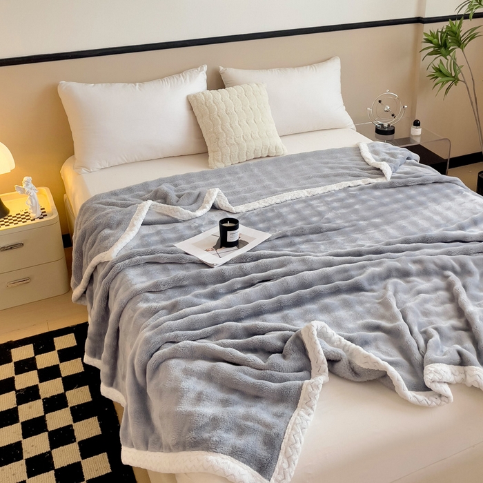 91家纺网 家纺一手货源 找家纺 佳居缘 2024新款亲肤舒适纯色兔毛绒毯毛毯毯子 时尚灰