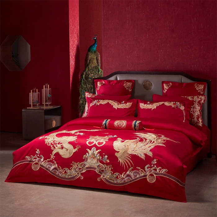 91家纺网 家纺一手货源 找家纺 宏羽纺家纺 2024新款高支高密纯棉提花婚庆套件系列（控价680）盛世祥瑞