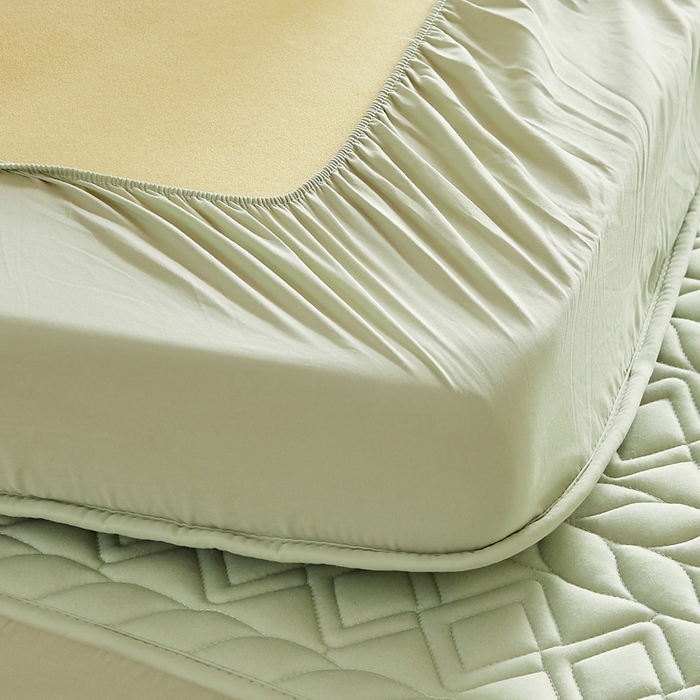 91家纺网 家纺一手货源 找家纺 卡派 2024新款水洗棉羊毛床笠（富贵竹）单人床 富贵竹-果绿