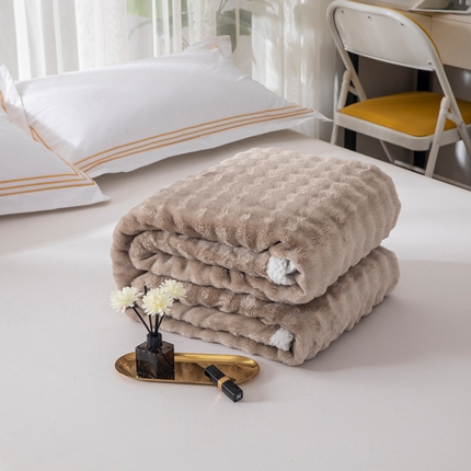 2025新款魔法大泡泡绒法兰绒毛毯多功能盖毯 咖色