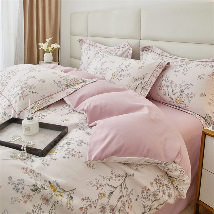 91家纺网 家纺一手货源 找家纺 曼秀琳 2024新款全棉超柔生态磨毛四件套（32*21支） 静香-粉