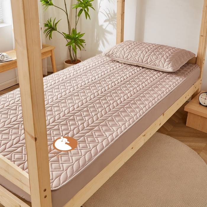 91家纺网 家纺一手货源 找家纺 卡派 2024新款水洗棉羊毛床笠（富贵竹）单人床 富贵竹-卡其