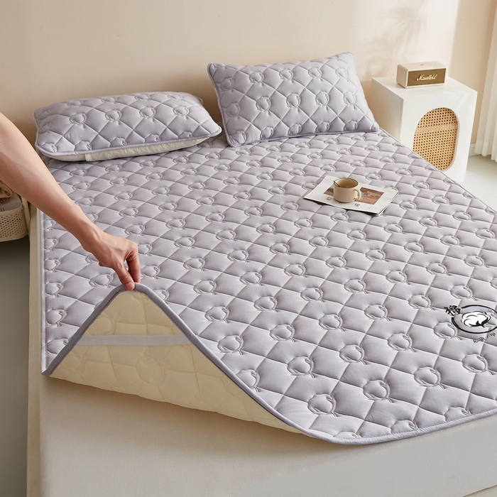 91家纺网 家纺一手货源 找家纺 卡派 2024新款水洗棉100%新疆棉花床褥大床 棉花-灰