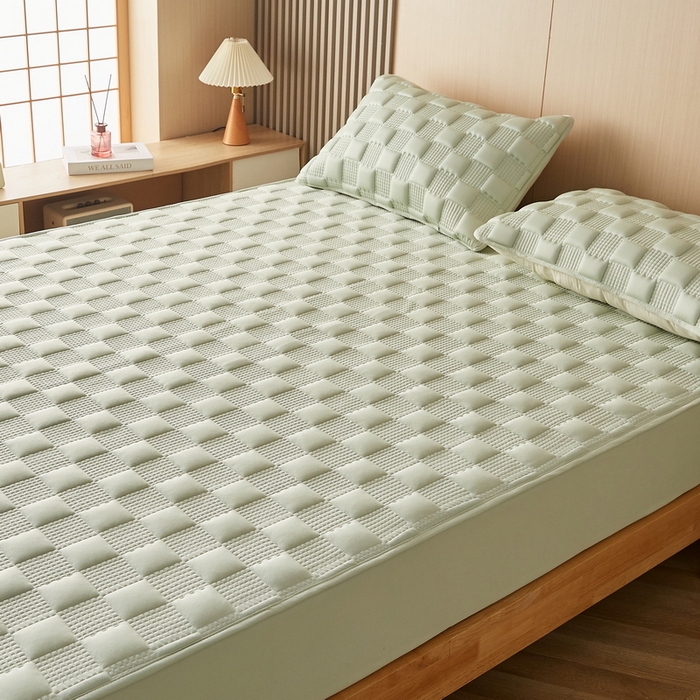 91家纺网 家纺一手货源 找家纺 卡派 2024新款布拉格水洗棉夹棉加厚床笠大床 布拉格-果绿