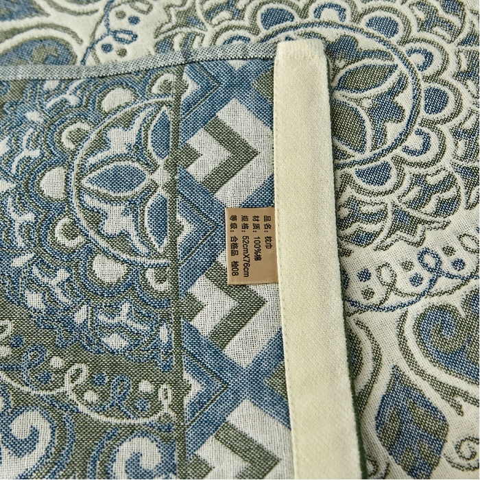 91家纺网 家纺一手货源 找家纺 2024新款素雅系列全棉系列四层纱布枕巾52*78cm一对 半夏桃心-绿