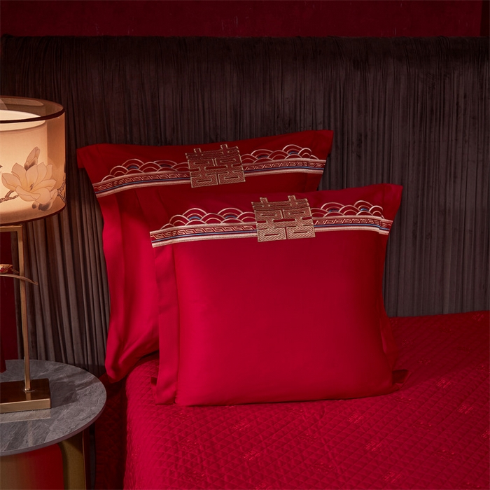 91家纺网 家纺一手货源 找家纺 宏羽纺家纺 2024新款高支高密纯棉提花婚庆套件系列（控价680）升龙祥凤