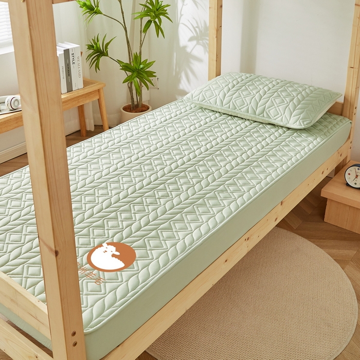 91家纺网 家纺一手货源 找家纺 卡派 2024新款水洗棉羊毛床笠（富贵竹）单人床 富贵竹-果绿