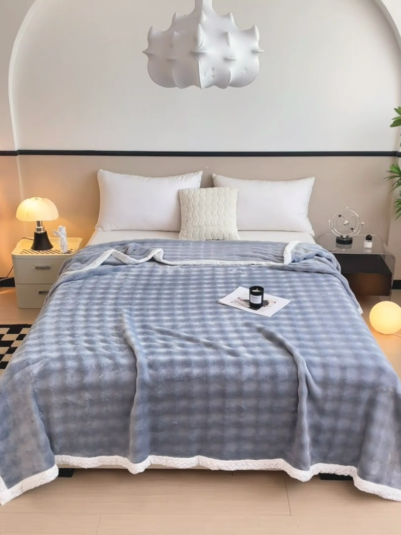 91家纺网 家纺一手货源 找家纺 佳居缘 2024新款亲肤舒适纯色兔毛绒毯毛毯毯子 时尚灰