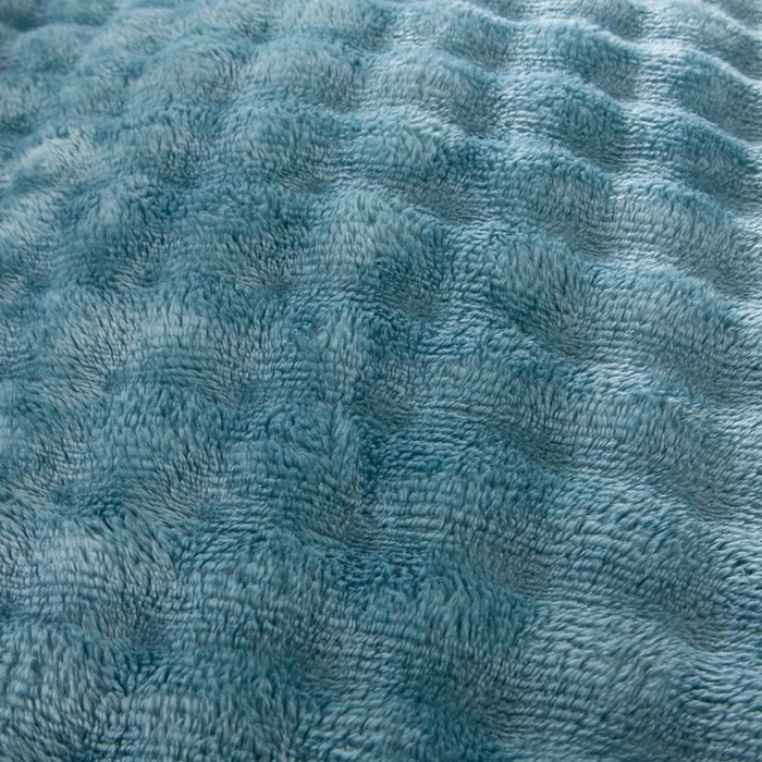 91家纺网 家纺一手货源 找家纺 2025新款魔法大泡泡绒法兰绒毛毯多功能盖毯 蓝色