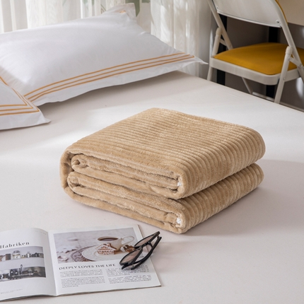 2025新款240克轻盈保暖秋冬居家办公柔软亲肤午休小毯子便携车载毯 浅驼