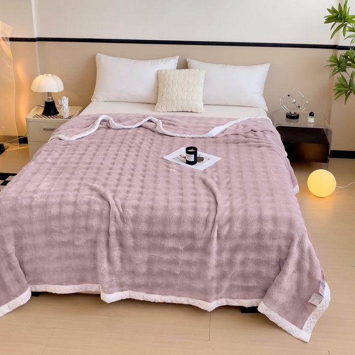 91家纺网 家纺一手货源 找家纺 佳居缘 2024新款亲肤舒适纯色兔毛绒毯毛毯毯子 熏依紫