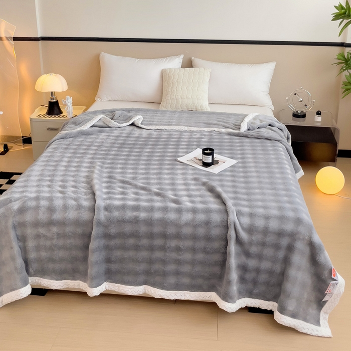 91家纺网 家纺一手货源 找家纺 佳居缘 2024新款亲肤舒适纯色兔毛绒毯毛毯毯子 时尚灰