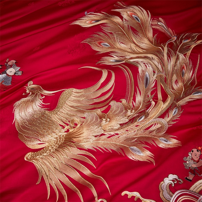 91家纺网 家纺一手货源 找家纺 宏羽纺家纺 2024新款高支高密纯棉提花婚庆套件系列（控价680）盛世祥瑞