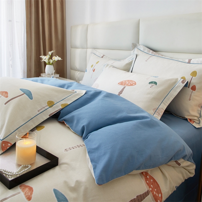 91家纺网 家纺一手货源 找家纺 曼秀琳 2024新款全棉超柔生态磨毛四件套（32*21支） 蘑菇小镇-米