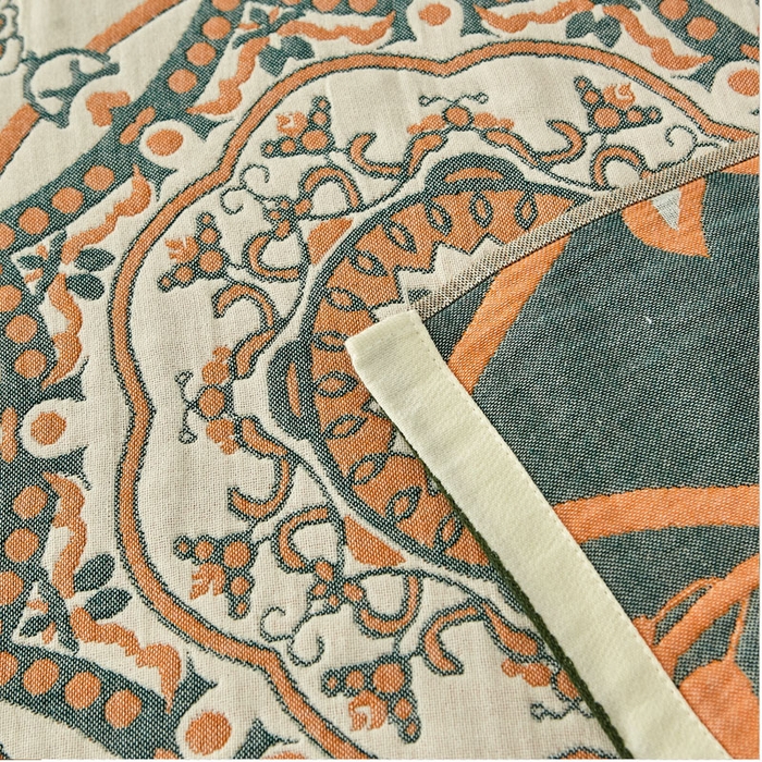 91家纺网 家纺一手货源 找家纺 2024新款素雅系列全棉系列四层纱布枕巾52*78cm一对 恋恋花枝-绿