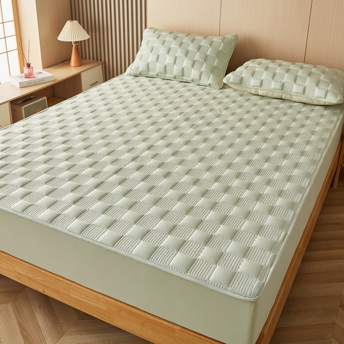 91家纺网 家纺一手货源 找家纺 卡派 2024新款布拉格水洗棉夹棉加厚床笠大床 布拉格-果绿