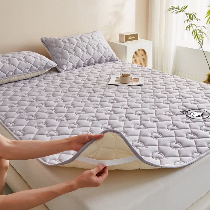 91家纺网 家纺一手货源 找家纺 卡派 2024新款水洗棉100%新疆棉花床褥大床 棉花-灰