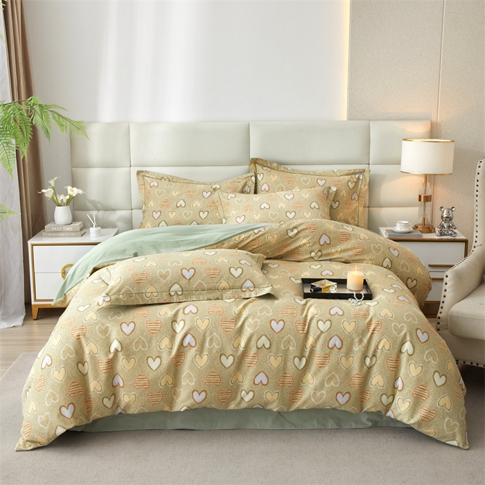 91家纺网 家纺一手货源 找家纺 曼秀琳 2024新款全棉超柔生态磨毛四件套（32*21支） 怦然心动-绿