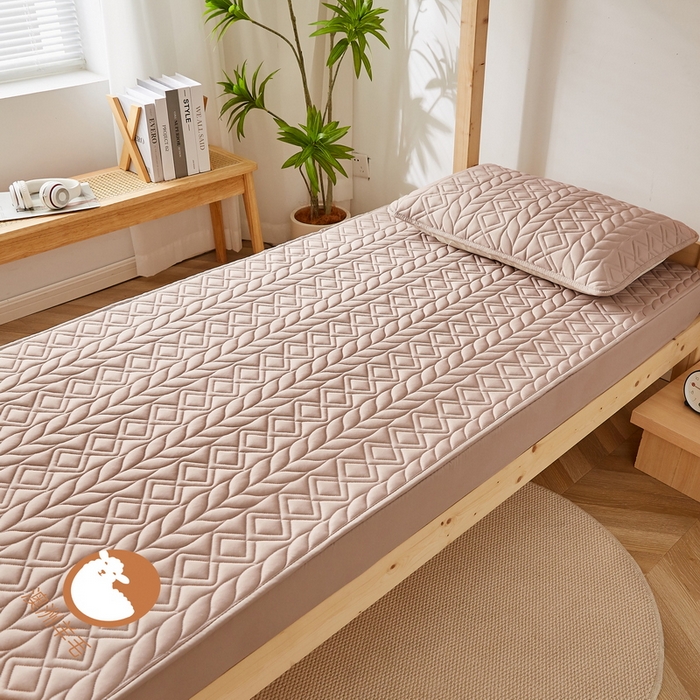 91家纺网 家纺一手货源 找家纺 卡派 2024新款水洗棉羊毛床笠（富贵竹）单人床 富贵竹-卡其