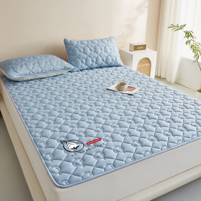 91家纺网 家纺一手货源 找家纺 卡派 2024新款水洗棉100%新疆棉花床褥大床 棉花-蓝灰