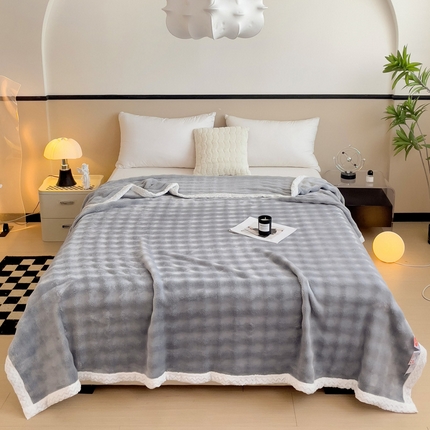 佳居缘 2024新款亲肤舒适纯色兔毛绒毯毛毯毯子 时尚灰